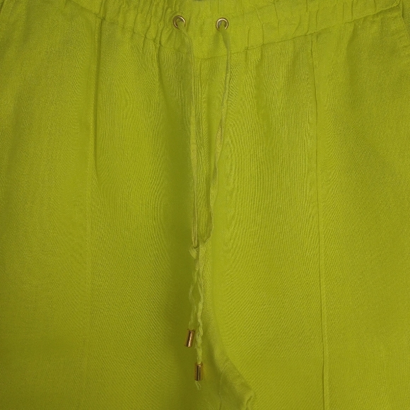 *SOLD* ELLEN TRACEY Women's 100% Linen Pants Lemon Lime Color- Size M - Picture 8 of 12